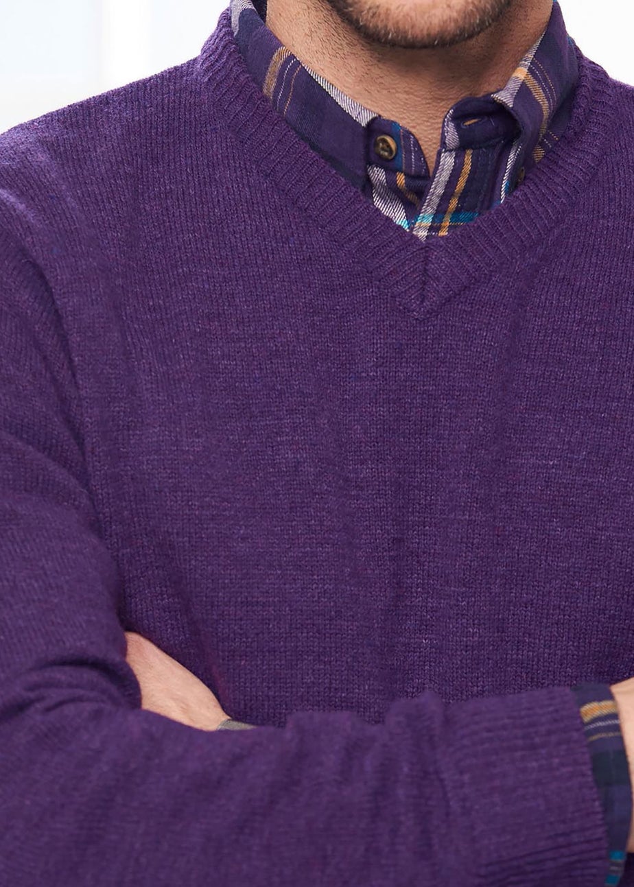 Cotton Traders Amethyst Lambswool Rich V Neck Jumper