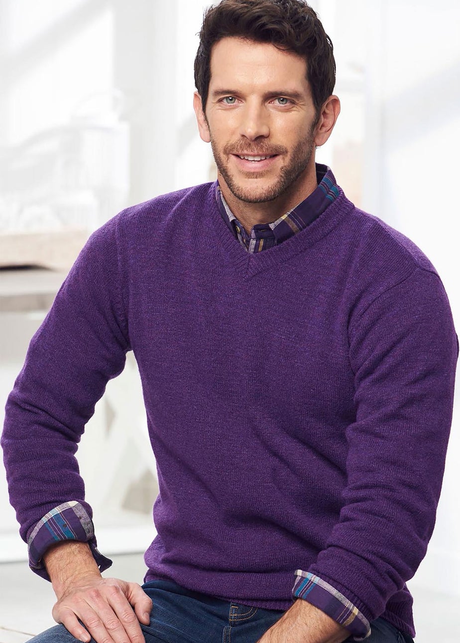 Cotton Traders Amethyst Lambswool Rich V Neck Jumper