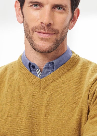 Cotton Traders Saffron Lambswool Rich V Neck Jumper