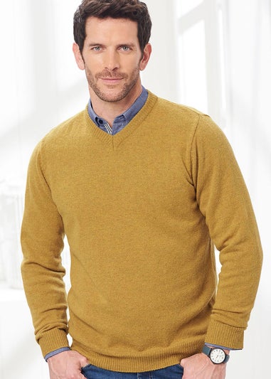 Cotton Traders Saffron Lambswool Rich V Neck Jumper