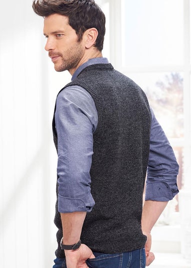 Cotton Traders Steel Grey Lambswool Rich V Neck Tank