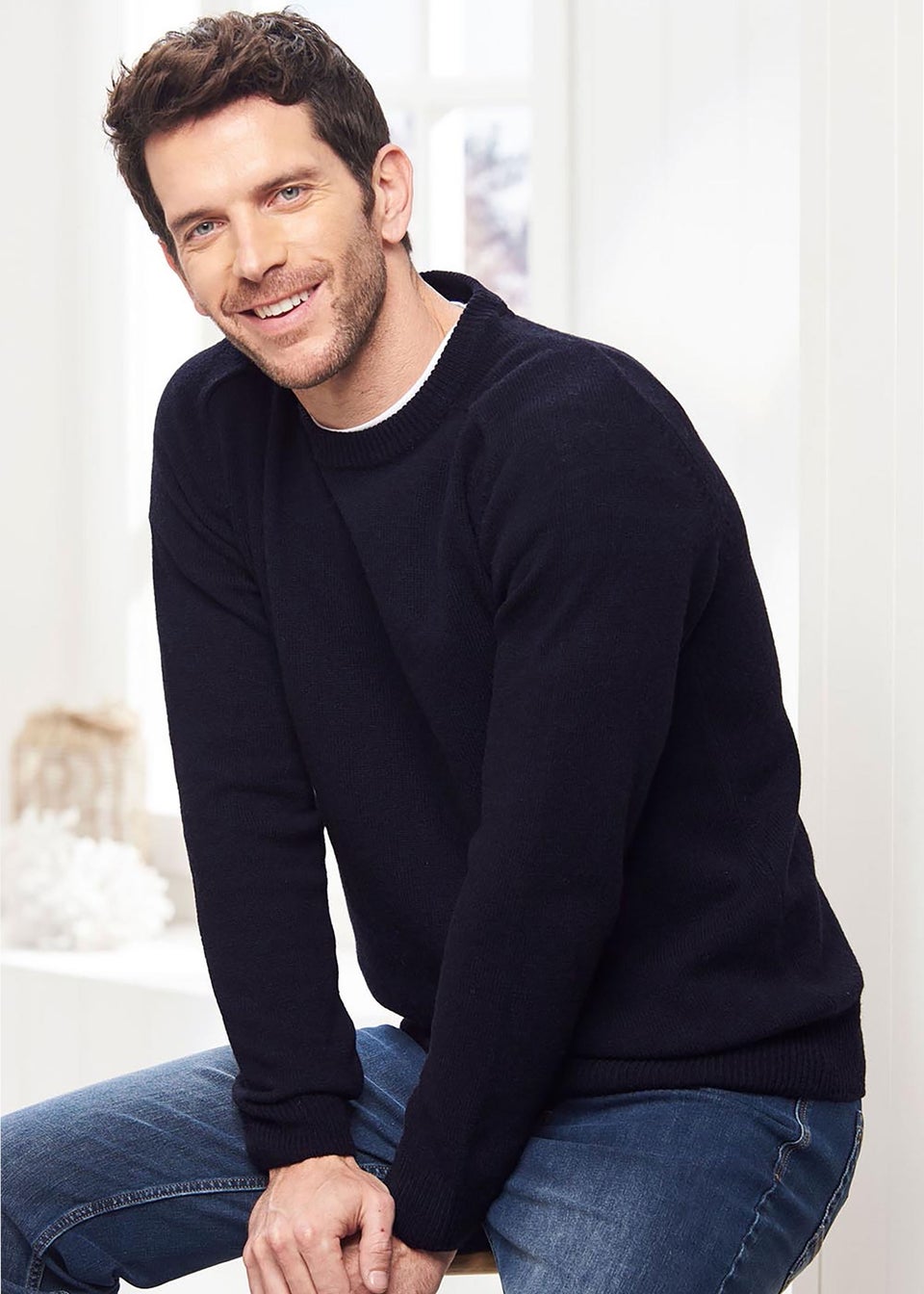 Cotton Traders Midnight Lambswool Rich Crew Neck Jumper