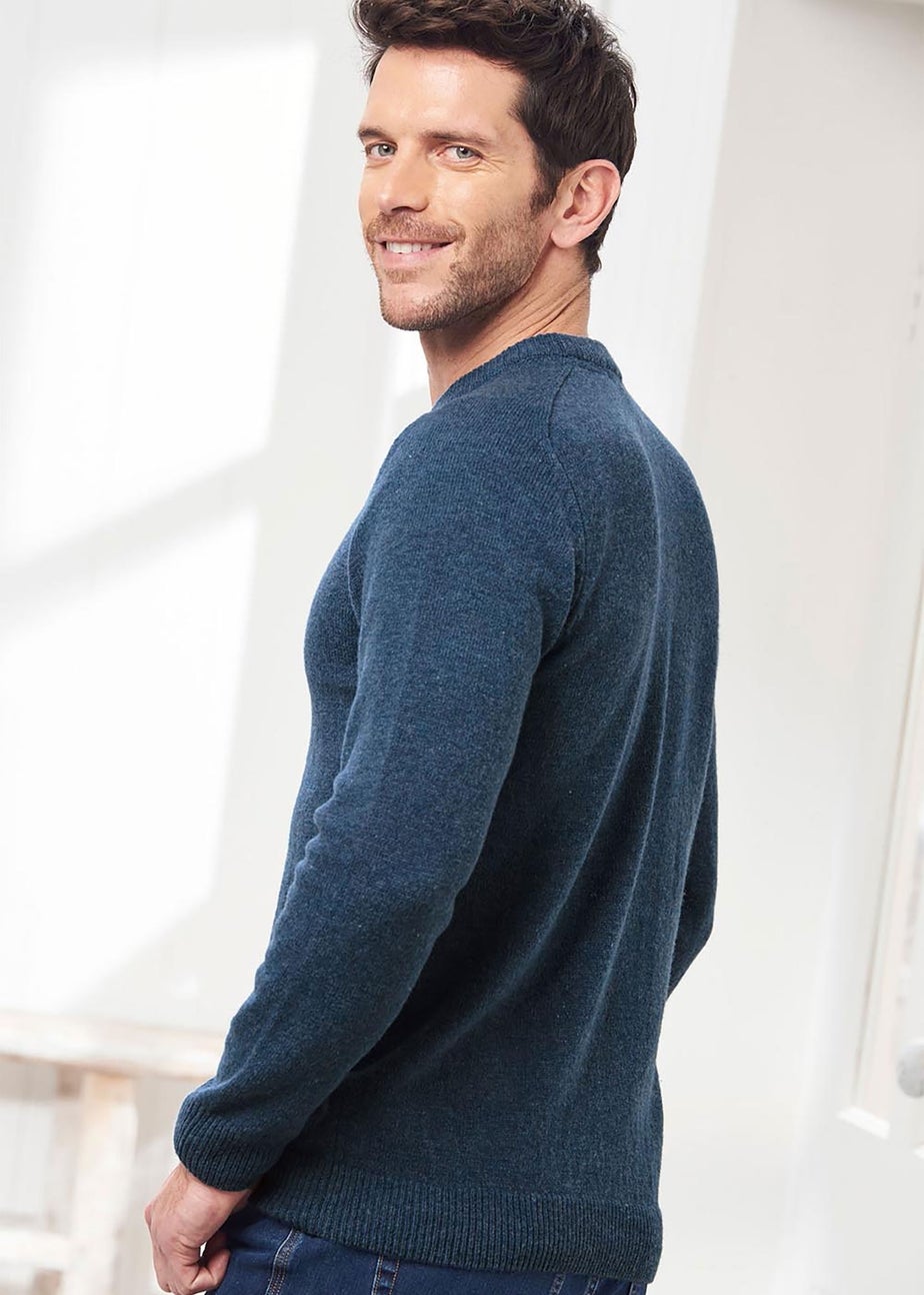 Cotton Traders Steel Blue Lambswool Rich Crew Neck Jumper
