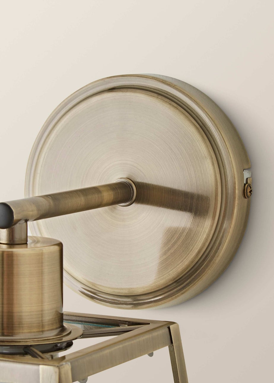 ValueLights Susie Antique Brass Glass Lantern Wall Light