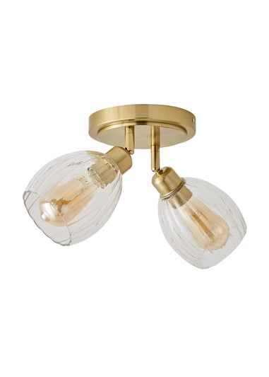 ValueLights Cheltenham 2 Way Gold Ceiling Spotlight Ribbed Shades