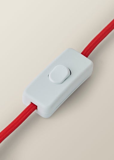 ValueLights Katy Pink & Red Wiggle Stripe Table Lamp with Scallop Shade