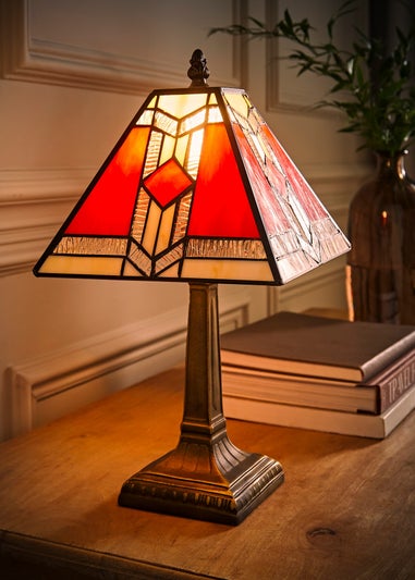 ValueLights Tiffany Aztec Stained Glass Table Lamp