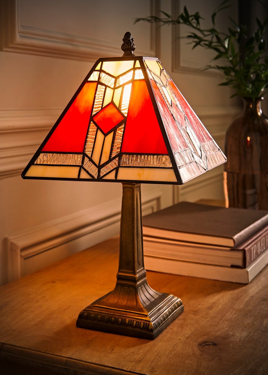 ValueLights Tiffany Aztec Stained Glass Table Lamp