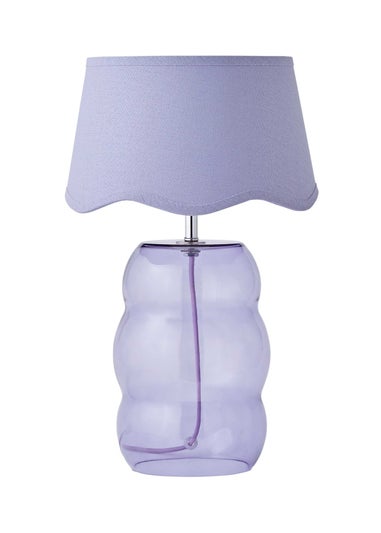 ValueLights Lolly Lilac Glass Bubble Table Lamp with Scallop Shade