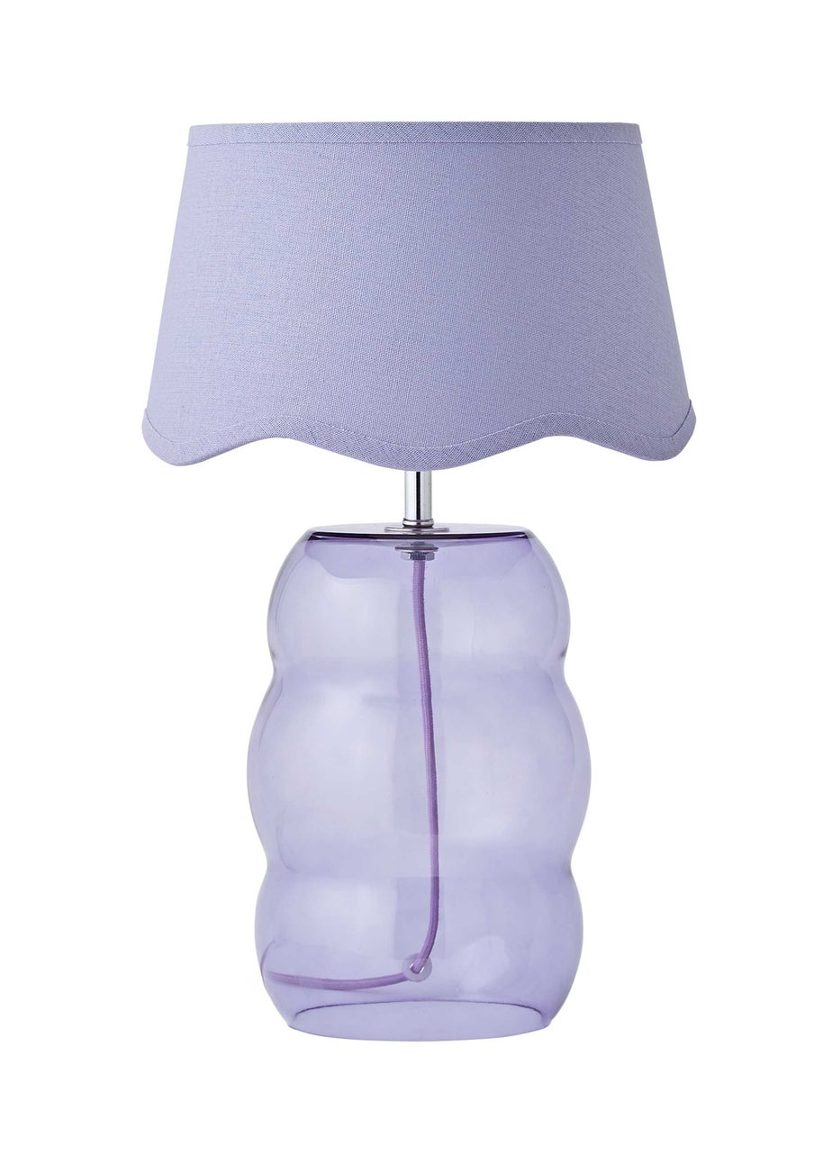 ValueLights Lolly Lilac Glass Bubble Table Lamp with Scallop Shade