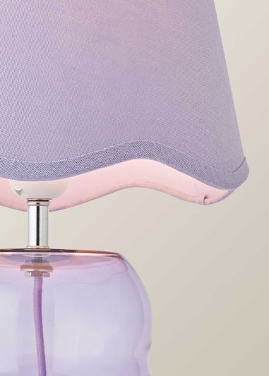 ValueLights Lolly Lilac Glass Bubble Table Lamp with Scallop Shade