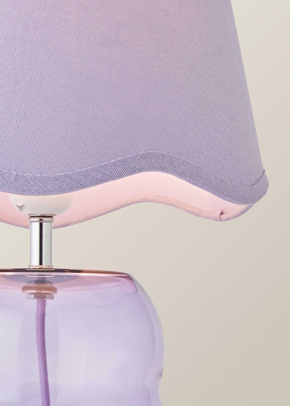 ValueLights Lolly Lilac Glass Bubble Table Lamp with Scallop Shade
