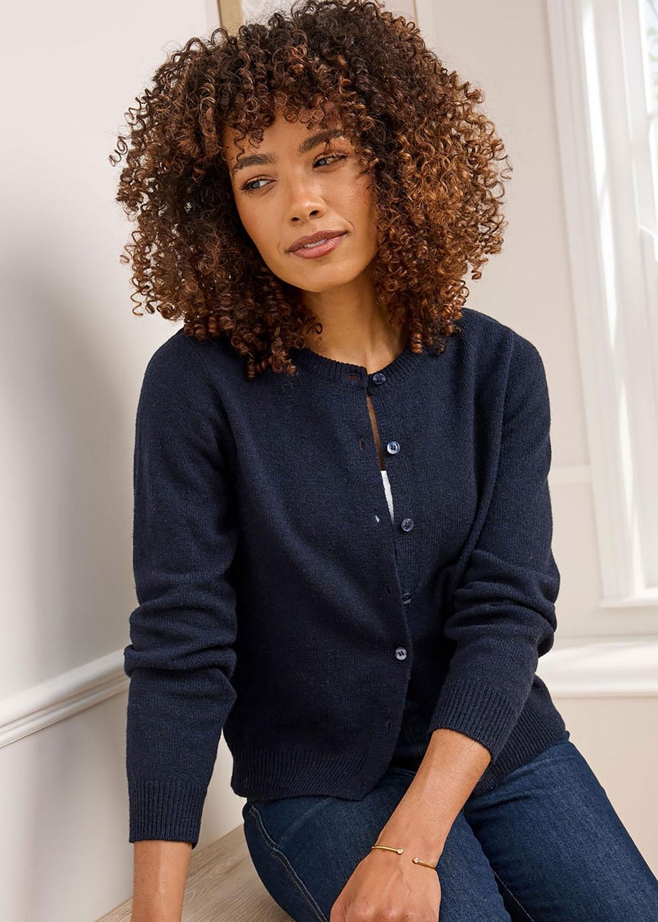 Cotton Traders Midnight Lambswool Rich Cardigan