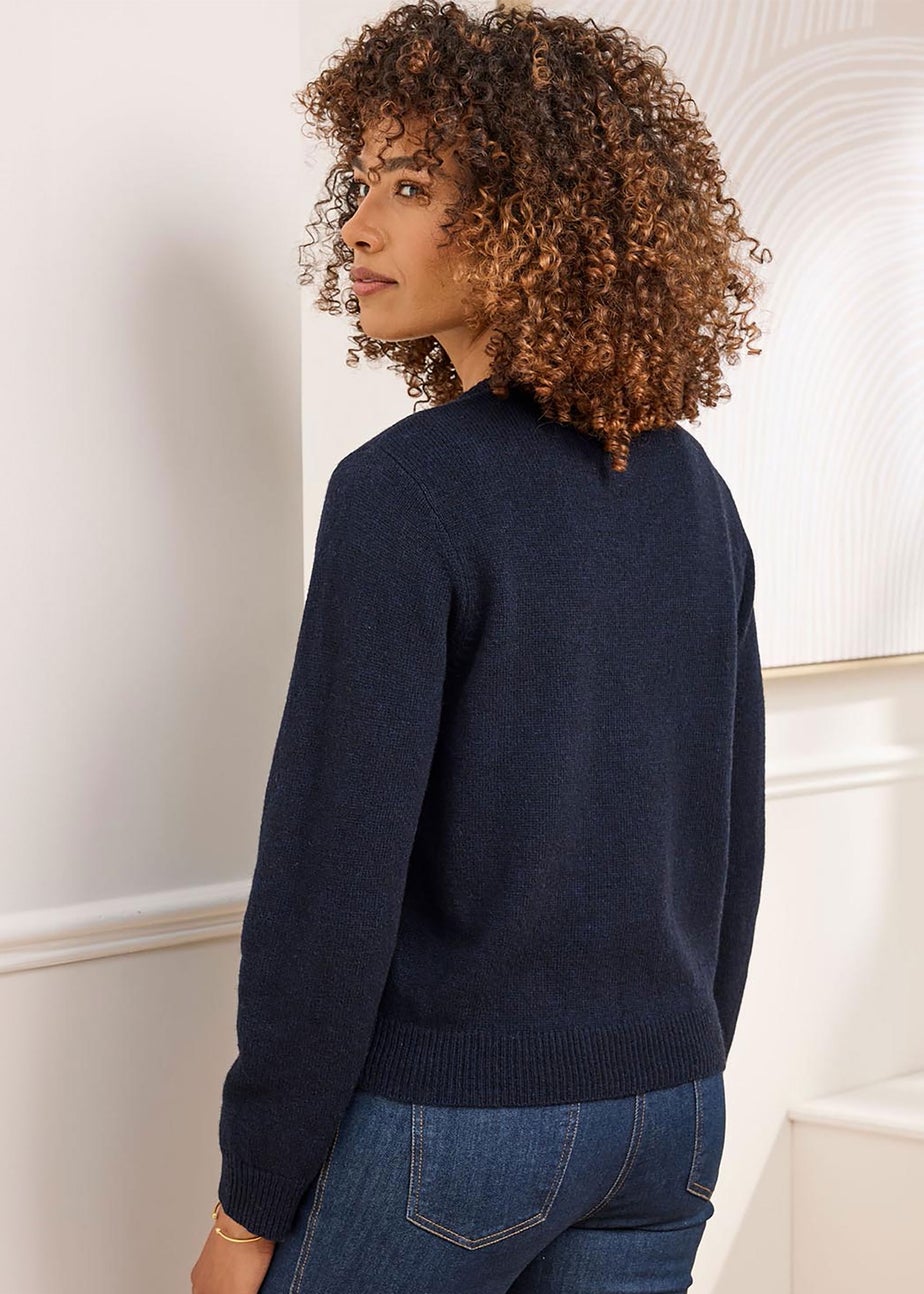 Cotton Traders Midnight Lambswool Rich Cardigan