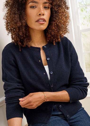 Cotton Traders Midnight Lambswool Rich Cardigan