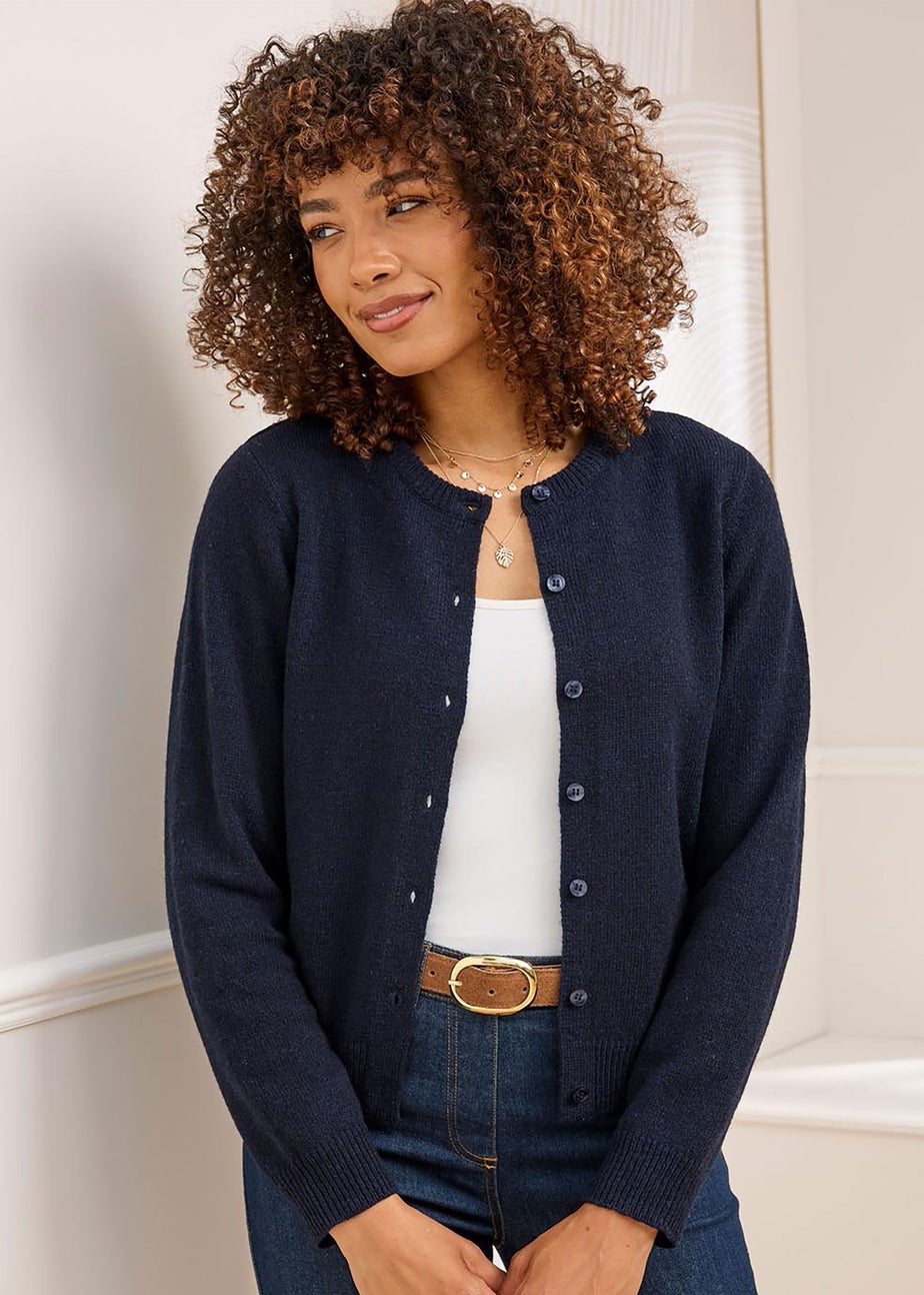 Cotton Traders Midnight Lambswool Rich Cardigan