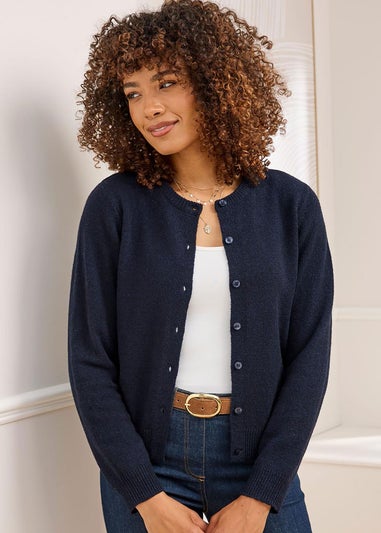 Cotton Traders Midnight Lambswool Rich Cardigan