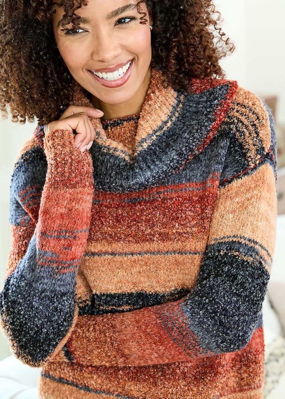 Cotton Traders Spice Stripe Cowl Neck Jumper