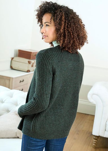 Cotton Traders Dark Pine Cosy Button Cardigan