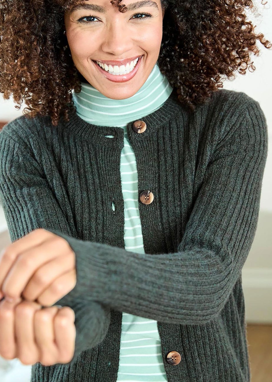 Cotton Traders Dark Pine Cosy Button Cardigan