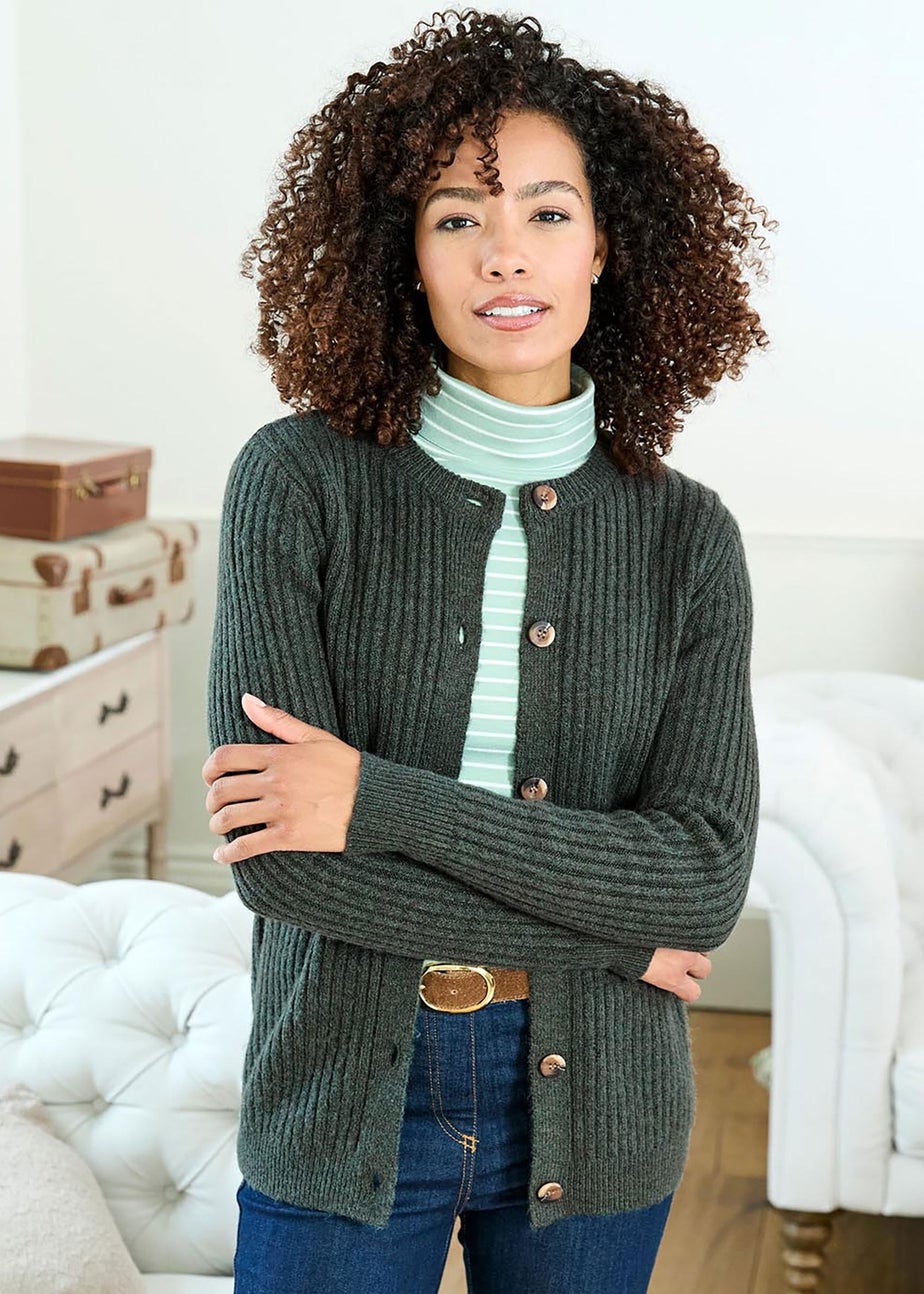 Cotton Traders Dark Pine Cosy Button Cardigan