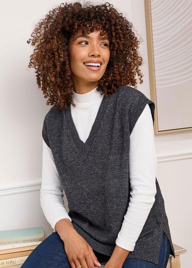 Cotton Traders Steel Grey Lambswool Rich Vest
