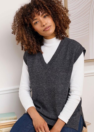 Cotton Traders Steel Grey Lambswool Rich Vest