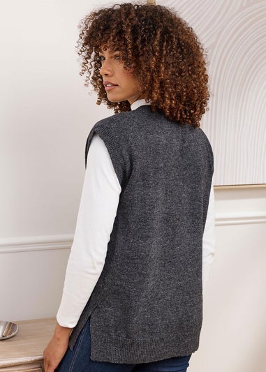 Cotton Traders Steel Grey Lambswool Rich Vest