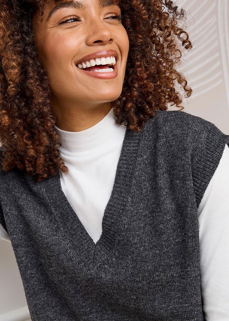 Cotton Traders Steel Grey Lambswool Rich Vest