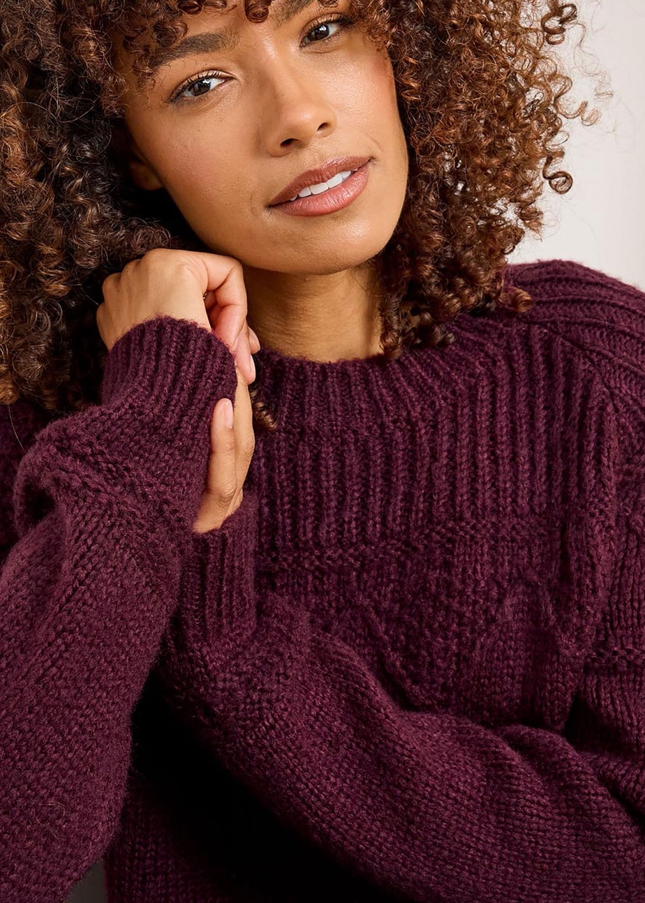 Cotton Traders Merlot Cable Detail Jumper