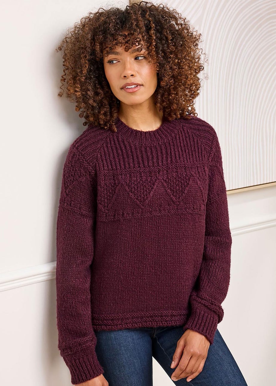 Cotton Traders Merlot Cable Detail Jumper