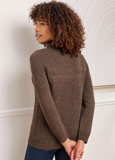 Cotton Traders Driftwood Lambswool Rich Relaxed Roll Neck Jumper