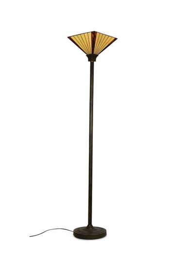 ValueLights Tiffany Stained Glass Antique Brass Uplighter Floor Lamp