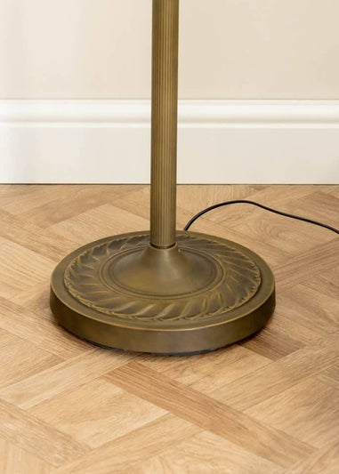 ValueLights Tiffany Stained Glass Antique Brass Uplighter Floor Lamp