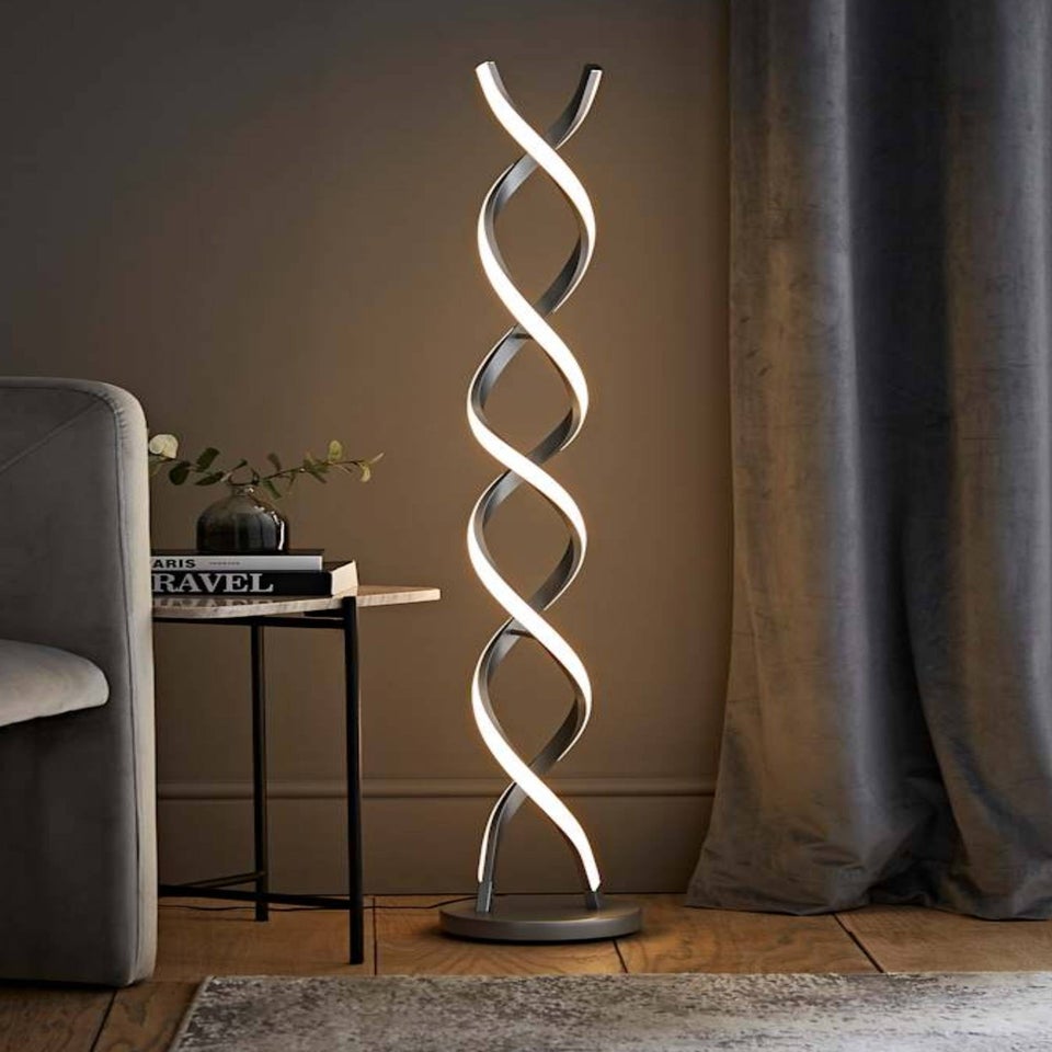 ValueLights Infinity Double Twist Integrated LED Grey Floor Lamp
