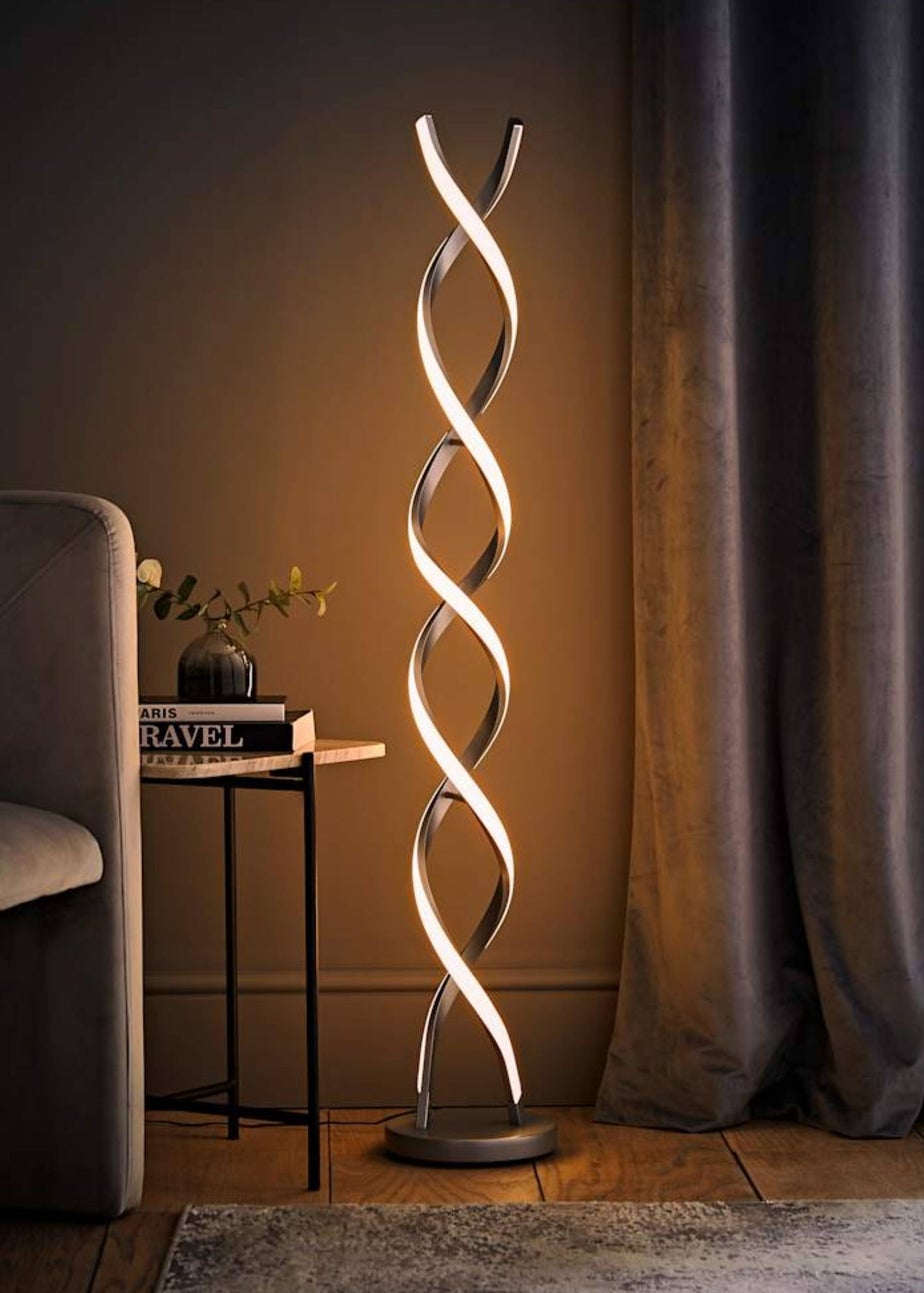 ValueLights Infinity Double Twist Integrated LED Grey Floor Lamp