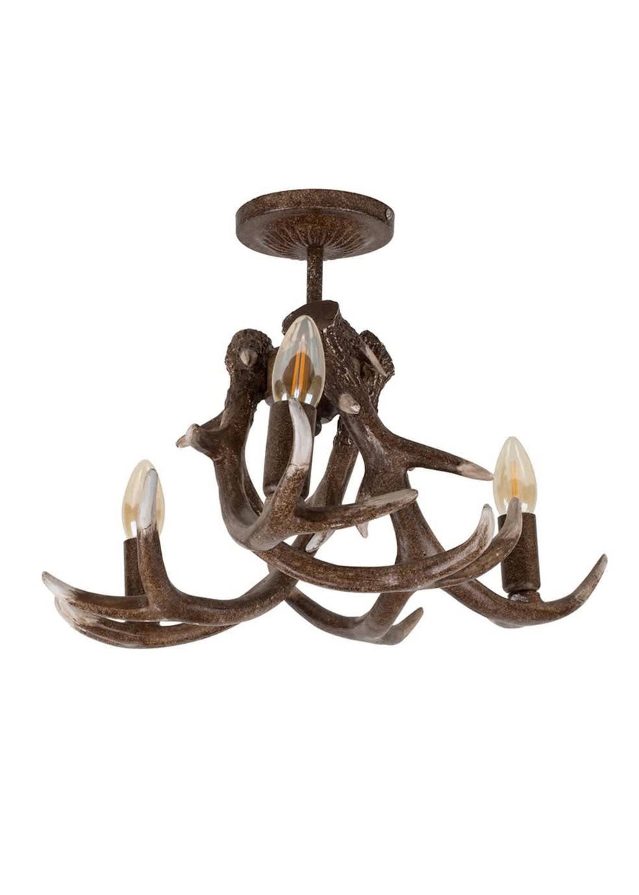 ValueLights Caribou Rustic Antler 3 Way Ceiling Light