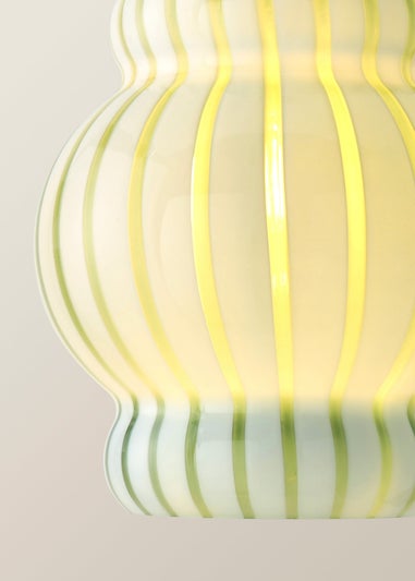 ValueLights Taffy Green Stripe Glass Pendant Ceiling Light