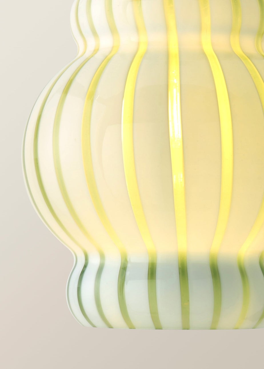 ValueLights Taffy Green Stripe Glass Pendant Ceiling Light