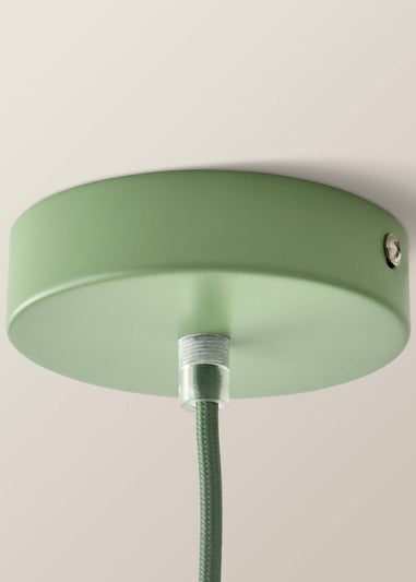 ValueLights Taffy Green Stripe Glass Pendant Ceiling Light