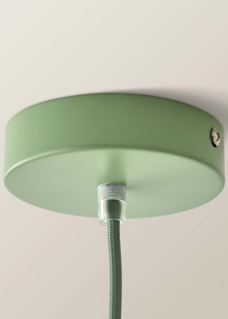 ValueLights Taffy Green Stripe Glass Pendant Ceiling Light