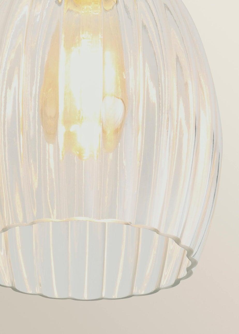 ValueLights Cheltenham Gold Flush Ceiling Light Ribbed Shade