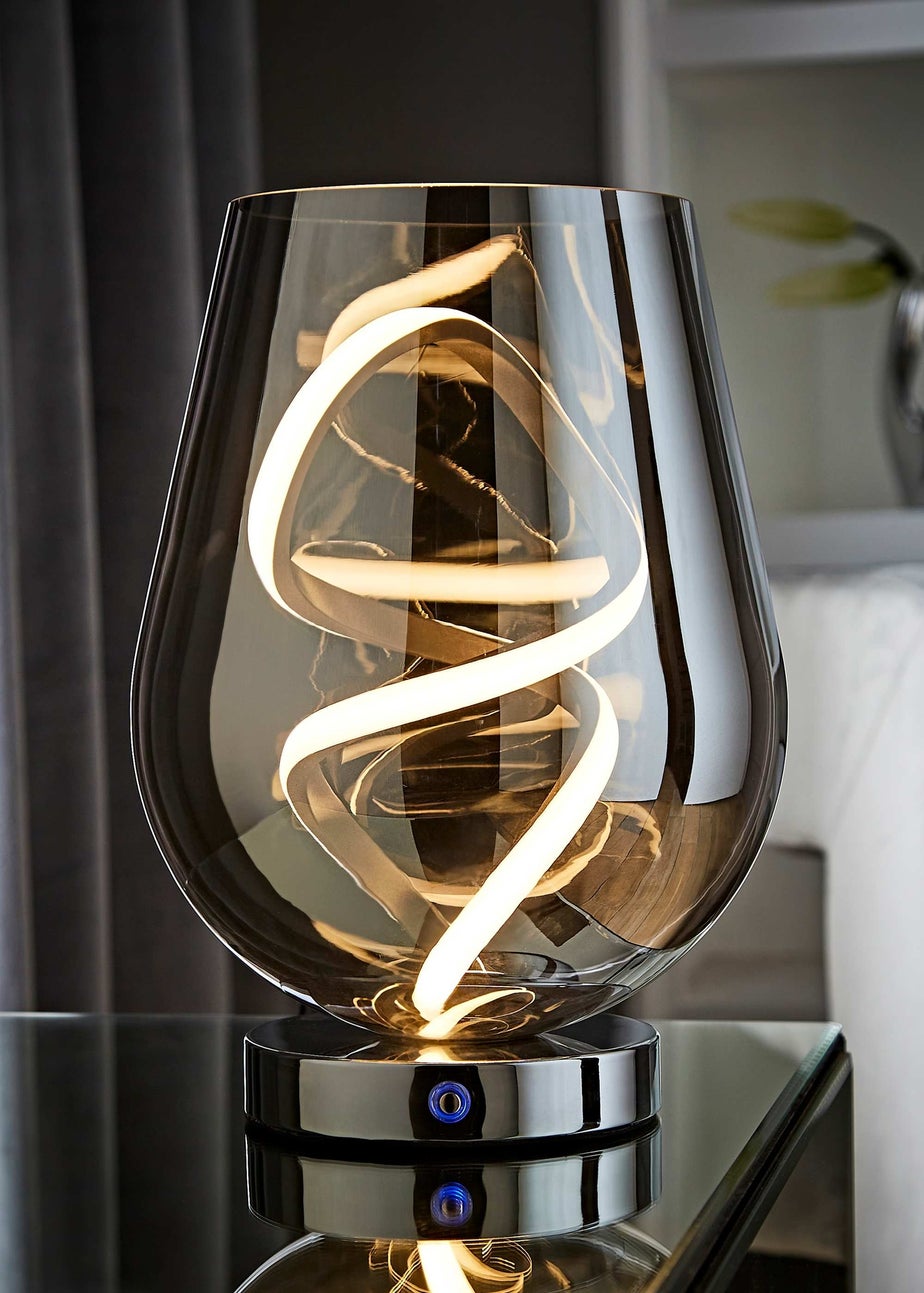 ValueLights Helix Smoked Glass Integrated LED Table Lamp