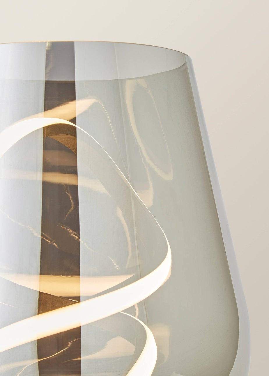 ValueLights Helix Smoked Glass Integrated LED Table Lamp