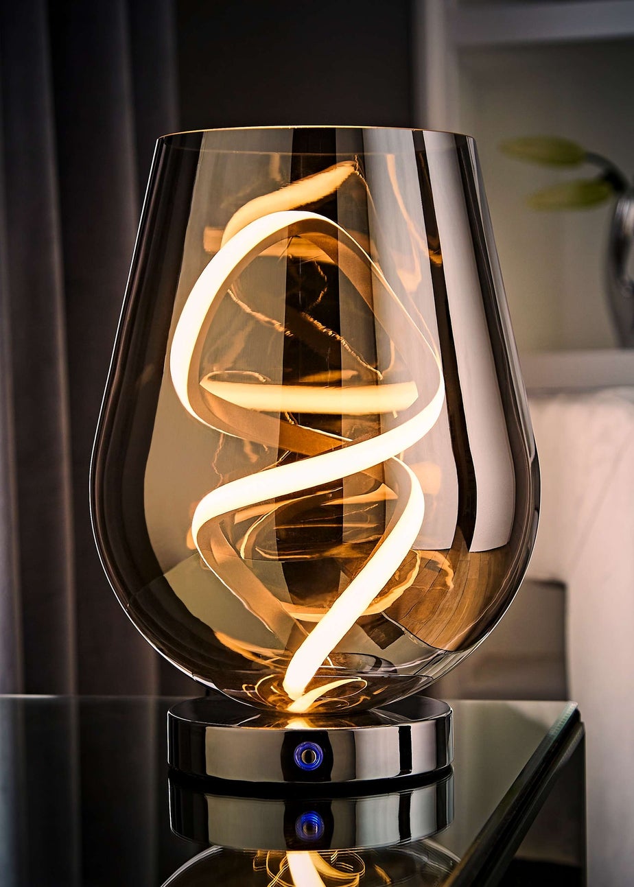 ValueLights Helix Smoked Glass Integrated LED Table Lamp