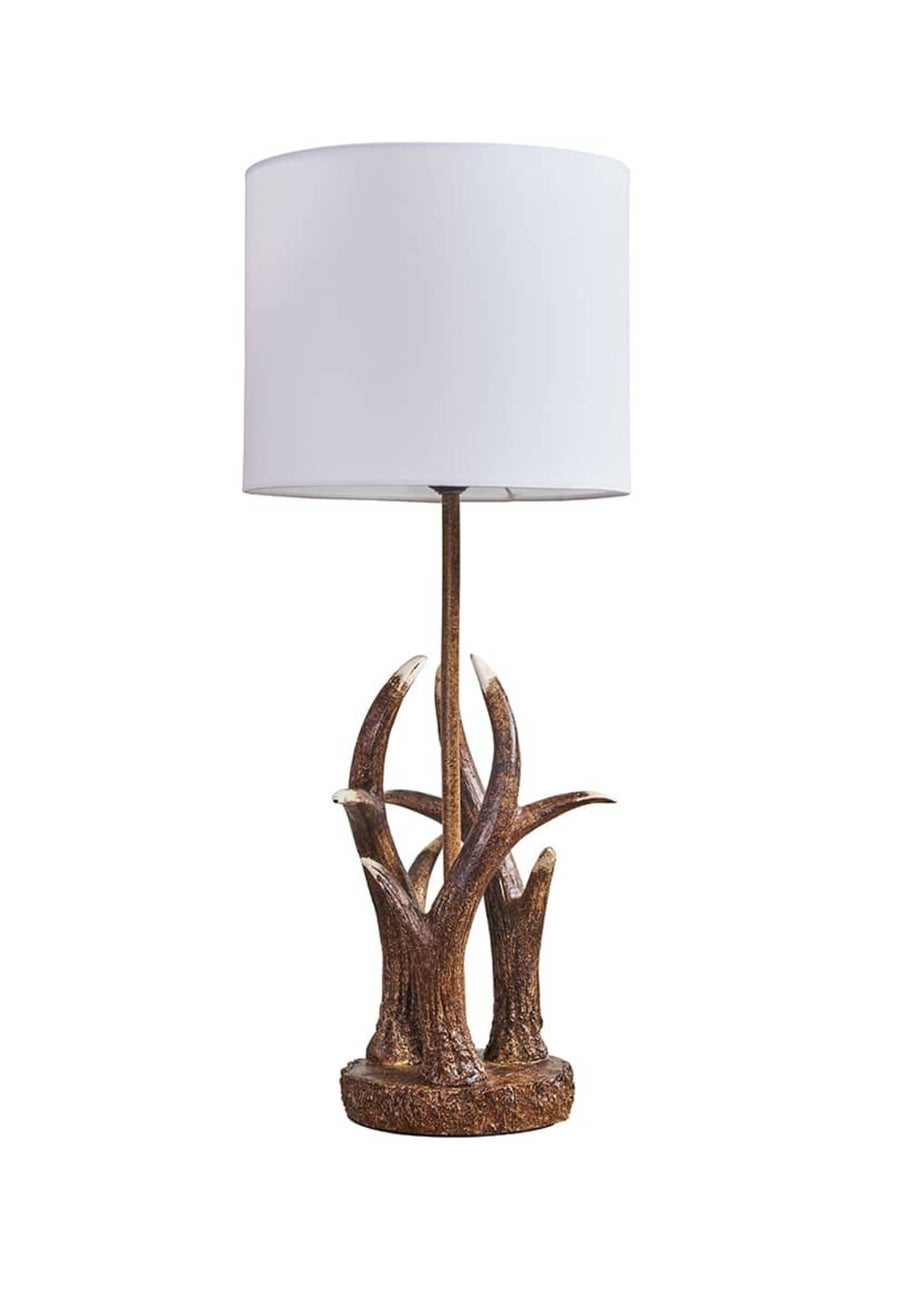 ValueLights Caribou Antler Natural Table Lamp with White Shade