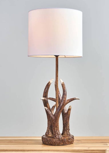 ValueLights Caribou Antler Natural Table Lamp with White Shade