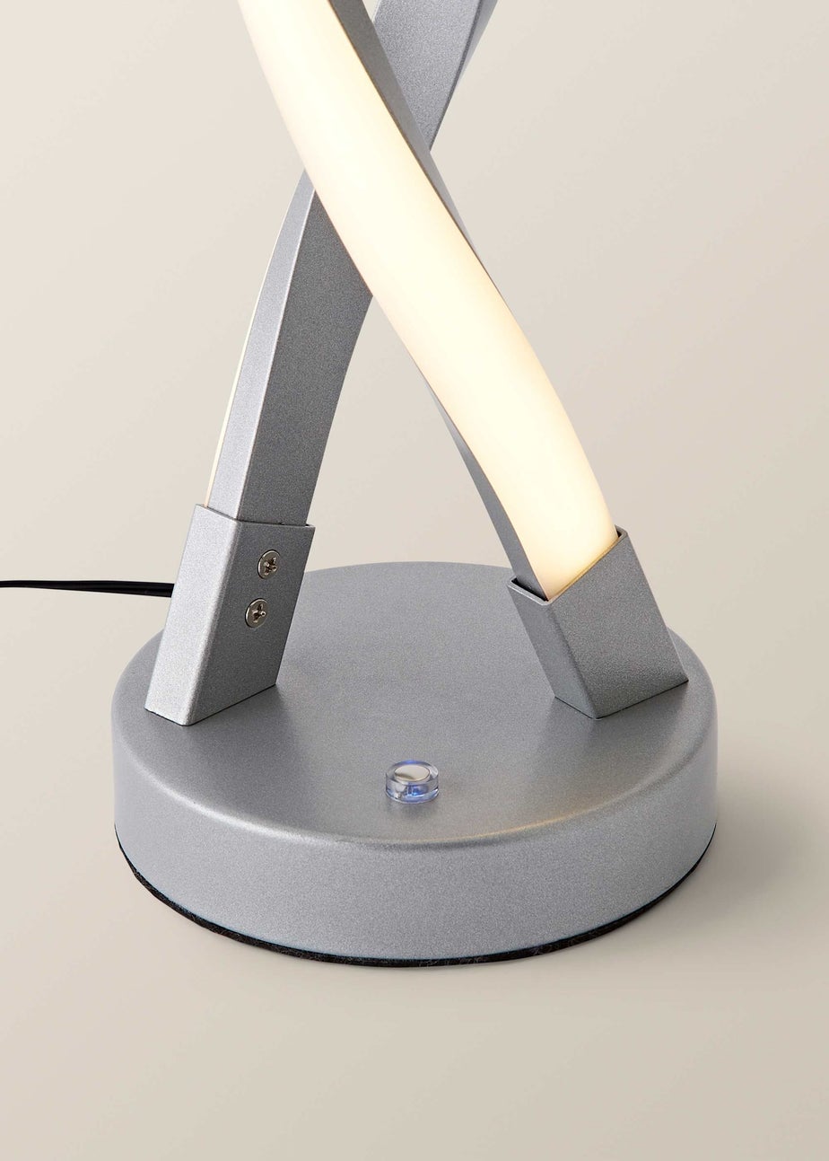 ValueLights Silver Infinity Double Twist Integrated LED Table Lamp