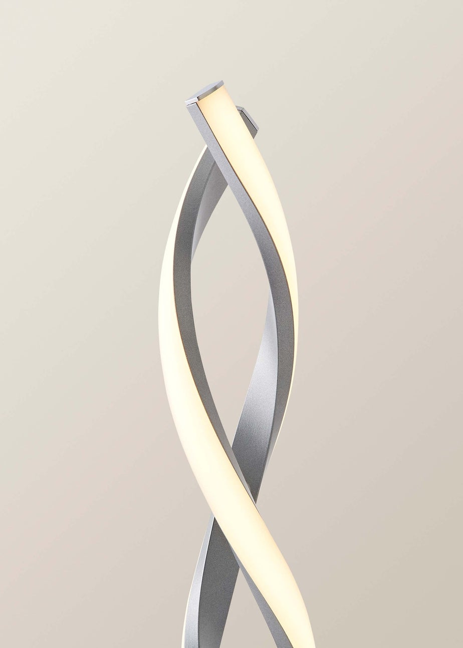 ValueLights Silver Infinity Double Twist Integrated LED Table Lamp