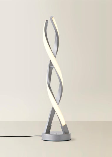 ValueLights Silver Infinity Double Twist Integrated LED Table Lamp